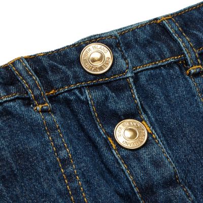 Mini girls blue button denim skirt